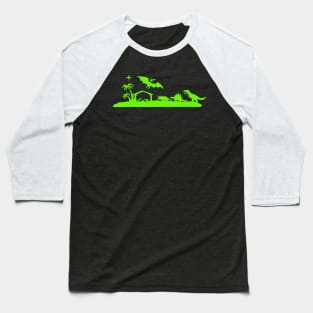 Green Dino Nativity Scene Baseball T-Shirt